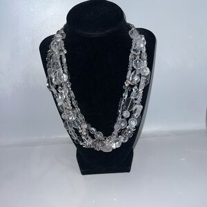 Sterling silver Bali beads and glass necklace - chunky beaded Statement necklace